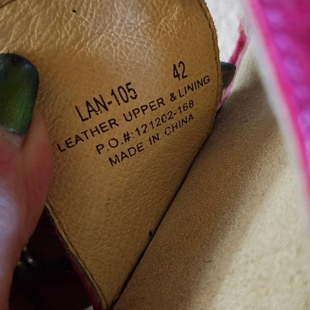 Alegria Lana Pink Leather Woven Wedge Slide Sandals Womens 42 LAN-105